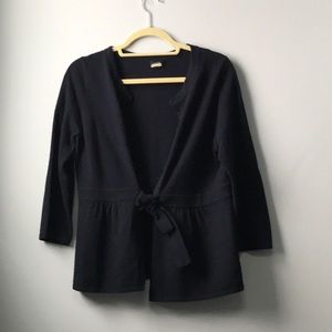 J. Crew tie navy cardigan